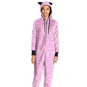 Totally Pink and White Zebra  🦓 Stripe Women's Cozy Plush Onesie